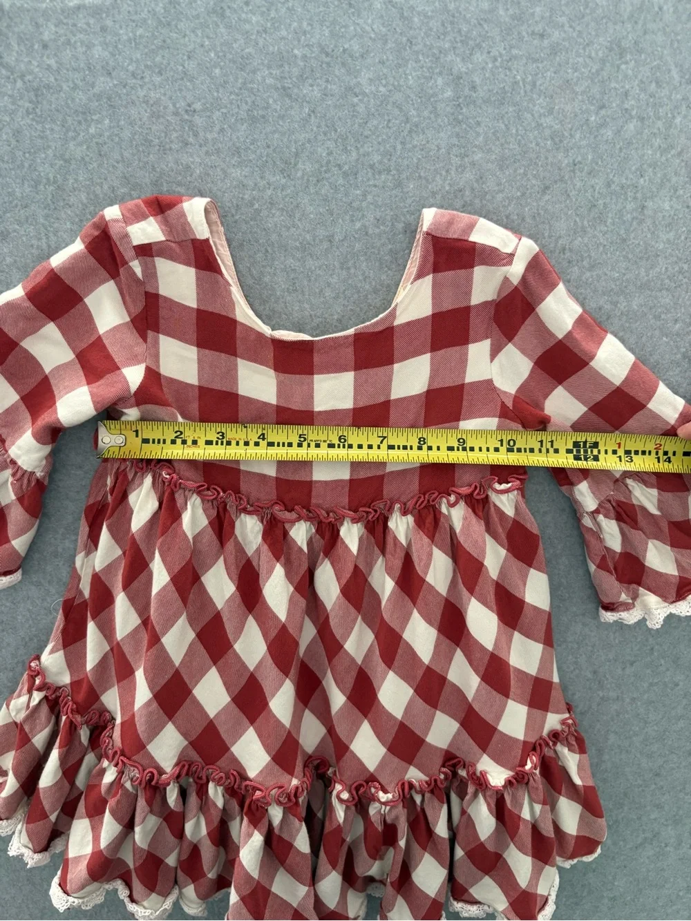 Matilda Jane Red Gingham Ruffle Lace Cottagecore Kassidy Dress Girls Size 4